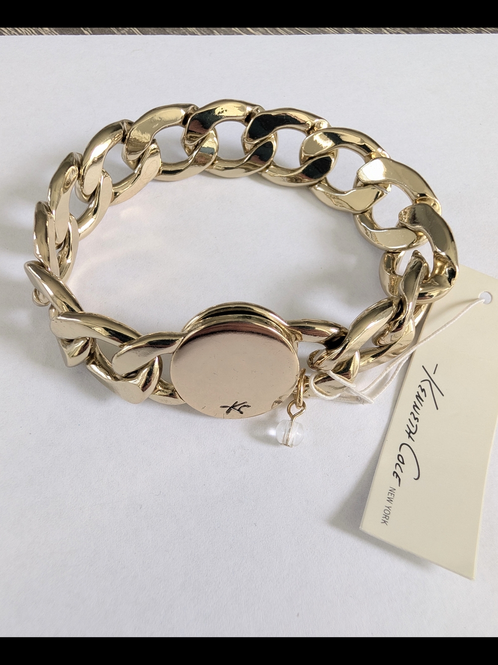NWT Kenneth Cole New York gold bracelet with Crystal charm